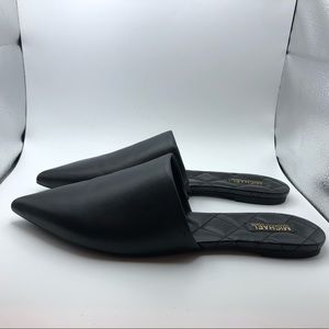 Michael Kors black leather pointy toe flats womens size 8.5